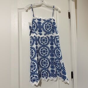 Blue and White Patterned Dress